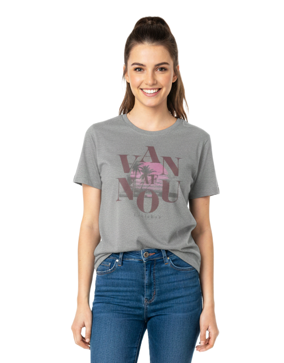 KB1017-1 KAKIEBOS/LADY TSHIRT GREY MELANGE KBLT021 - Image 1