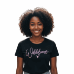 WILDEBEES/LADY TSHIRT BLACK WLA072 TRI COLOR EMBR