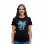 WILDEBEES/LADY TSHIRT BLACK WLA092 FOIL BLOOM