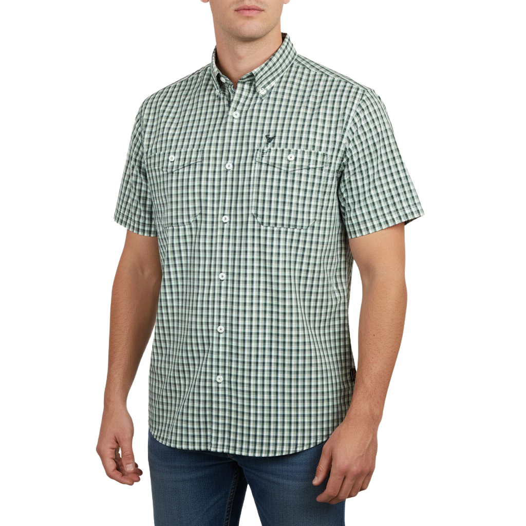 WIL364-1 WILDEBEES/SHIRT FATIGUE MOSS WHITE WMA092 CHECK - Image 1