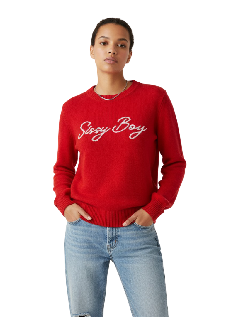 SI1308-1 SISSYBOY/SWEATER V-NECK KNIT RED T32167 - Image 1