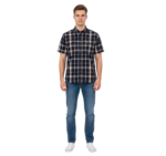WILDEBEES/SHIRT NAVY TAN WHITE WBM508