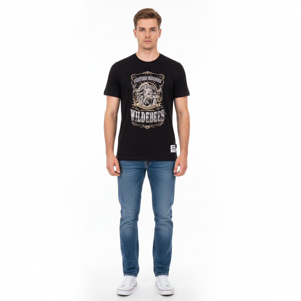 WIL383-1 WILDEBEES/TSHIRT BLACK WMA323 BUFFALO HERITAGE - Image 1