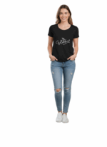 WILDEBEES/LADY TSHIRT BLACK WLA179 FREE STYLE EMBROIDERY