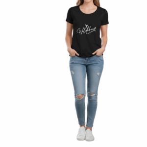 WILDEBEES/LADY TSHIRT BLACK WLA179 FREE STYLE EMBROIDERY