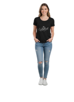 WILDEBEES/LADY TSHIRT BLACK WLA179 FREE STYLE EMBROIDERY