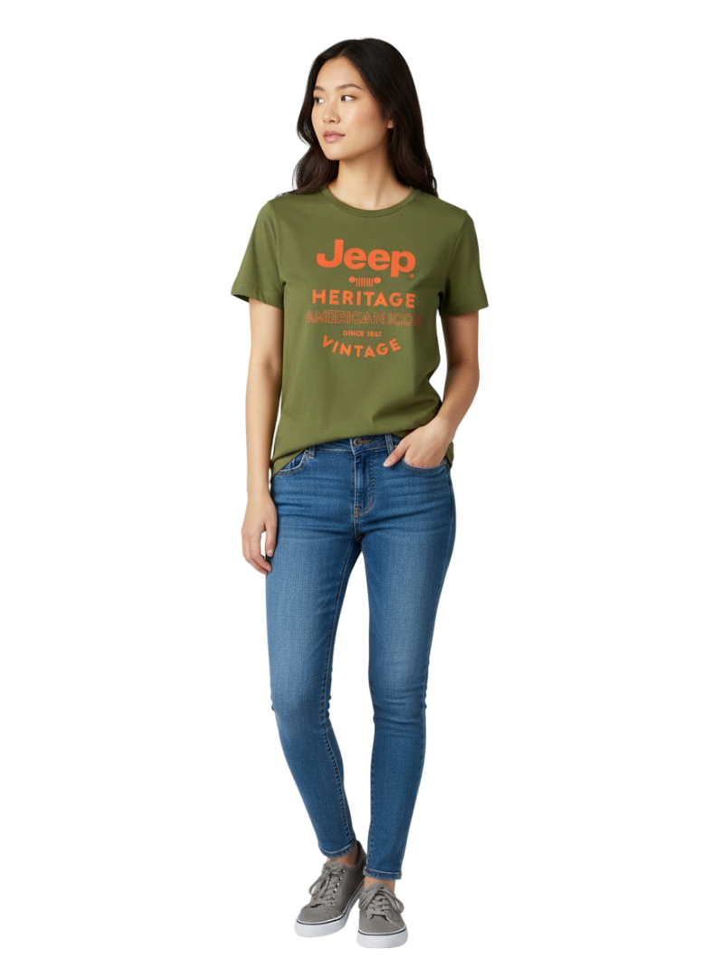 J2204-1 JEEP/LADY TSHIRT KAPOK GREEN - Image 1