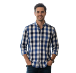 JEEP/LS SHIRT CHECK NAVY/NATUR