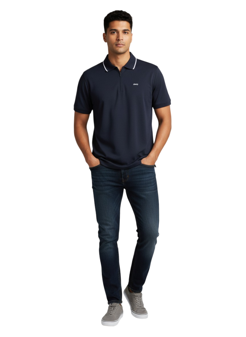 J2544-1 JEEP/GOLF T-SHIRT TECHNICAL POLO NAVY - Image 1