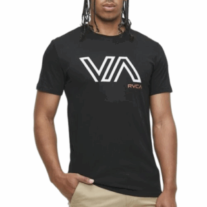 RVCA/TSHIRT BLACK VA STENCIL