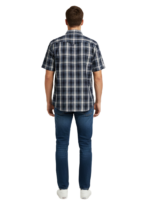 STERLING/SHIRT SS CHECK NAVY/BEIGE 39 - Image 2