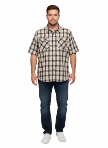 STERLING/SHIRT SS CHECK KHAKI/BROWN 08