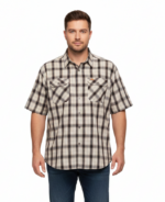 STERLING/SHIRT SS CHECK KHAKI/BROWN 08