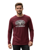 WILDEBEES/TSHIRT OVAL MESH L/SLV REDWOOD WBM057