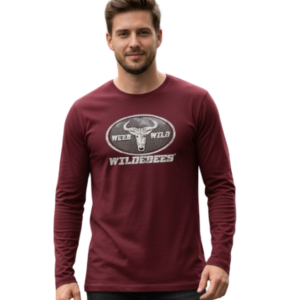 WILDEBEES/TSHIRT OVAL MESH L/SLV REDWOOD WBM057