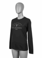 WILDEBEES/TSHIRT L/SLV STENCIL EMB PEWTER
