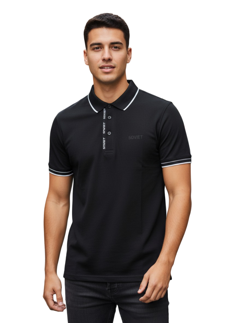 JS621-1 SOVIET/GOLF TSHIRT BLACK NAMOR SVT9357 - Image 1