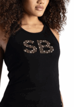 SISSYBOY/VEST BLACK T32762 BLING LOGO RACER