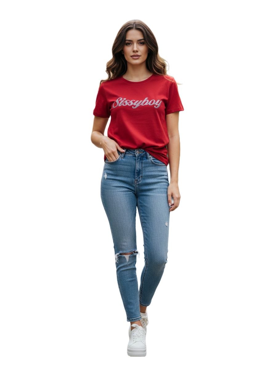 SI1341-1 SISSYBOY/TSHIRT RED T32625 BLING LOGO - Image 1
