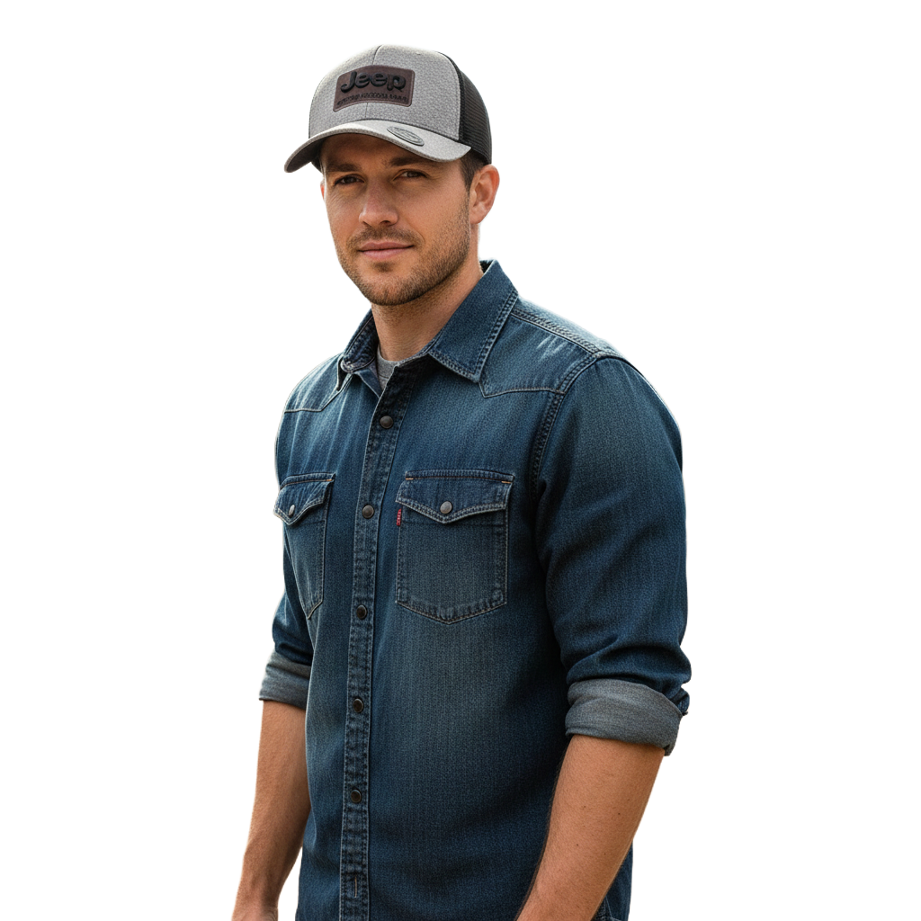 J2650-5 JEEP/CAPS GREY AMS25022 BOTTLE OPENER TRUCKER - Image 1