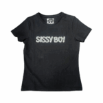 SISSYBOY/TSHIRT BLACK T32579 WITH PEARL AND BLING LOGO