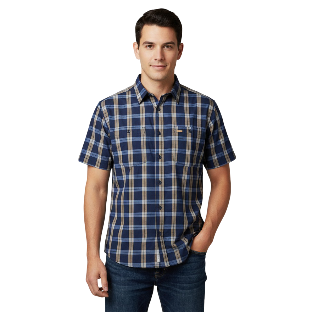 STER522-1 STERLING/SHIRT CHECK NAVY KHAKI 3193019 1149 38 - Image 1