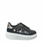 SISSYBOY/SHOES SH1414 BLACK PLATFORM WITH GEM DETAIL