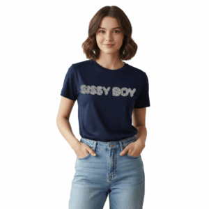 SISSYBOY/TSHIRT NAVY T32850 WITH PINK AND PEARL TRANSFER