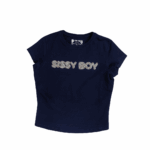 SISSYBOY/TSHIRT NAVY T32850 WITH PINK AND PEARL TRANSFER