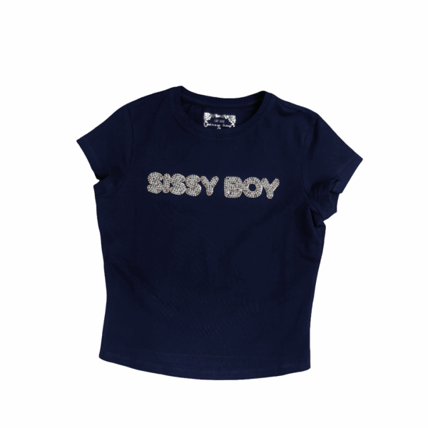 SISSYBOY/TSHIRT NAVY T32850 WITH PINK AND PEARL TRANSFER - Image 1