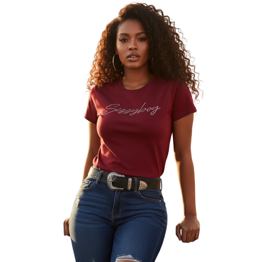 SI1356-1 SISSYBOY/TSHIRT RED T32848 WITH PEARL AND BLING - Image 1