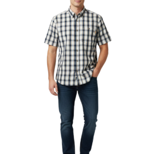 STERLING/SHIRT CHECK KHAKI WHITE NAVY 3193009 07 SINGLE POCKET