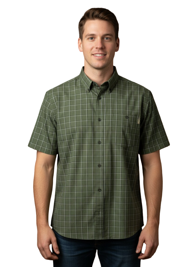 STER541-1 STERLING/SHIRT CHECK OLIVE WHITE 3193009 40 SINGLE POCKET - Image 1