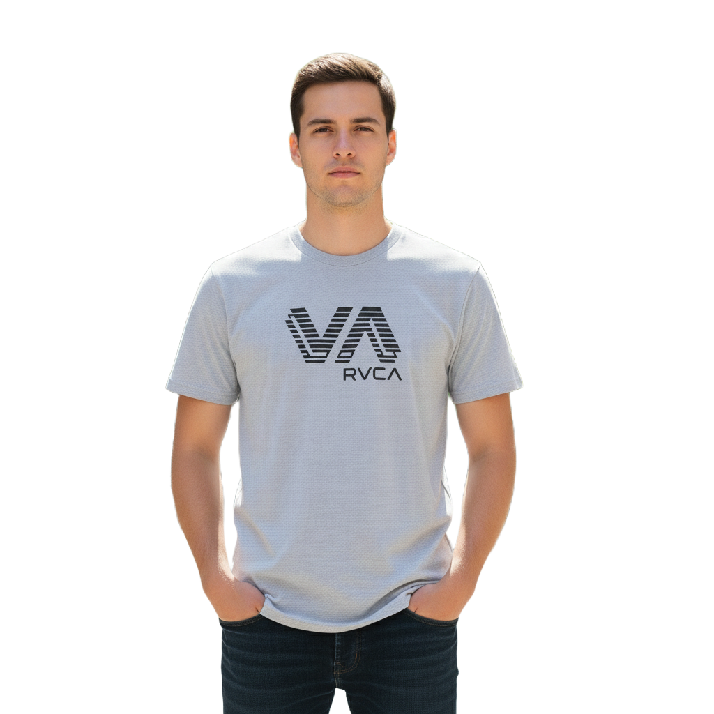 RV395-1 RVCA/TSHIRT SNOW HEATHER MELANGE 10529 - Image 1