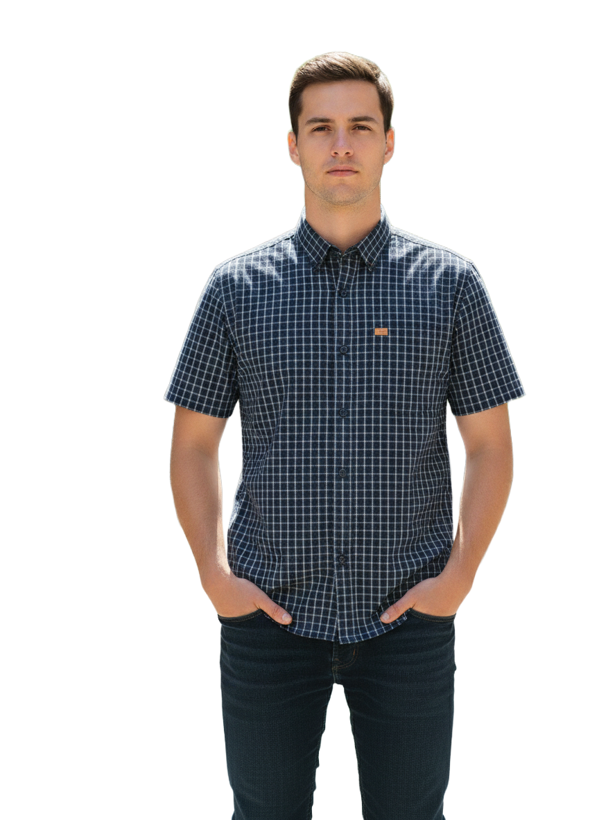 STER542-1 STERLING/SHIRT CHECK NAVY WHITE 3193009 39 SINGLE POCKET - Image 1