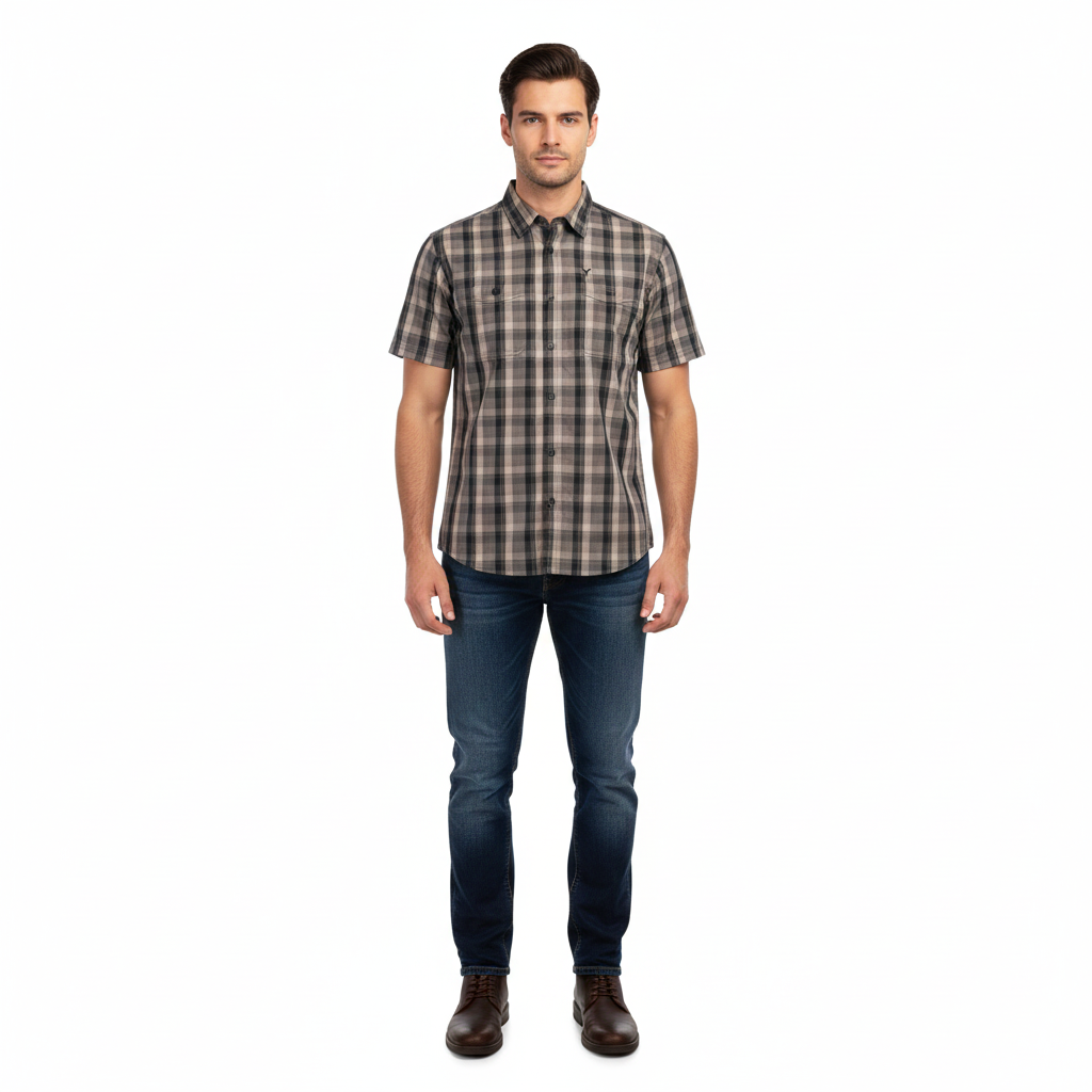 WIL424-1 WILDEBEES/SHIRT KHAKI/FATIGUE/MOSS CHECK WMA367 - Image 1