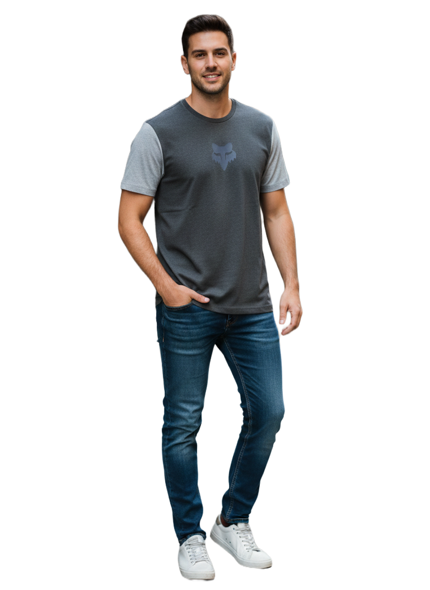 FOX356-1 FOX/TSHIRT MEDIUM GREY HEATHER/LIGHT GREY HEATHER 0202 - Image 1