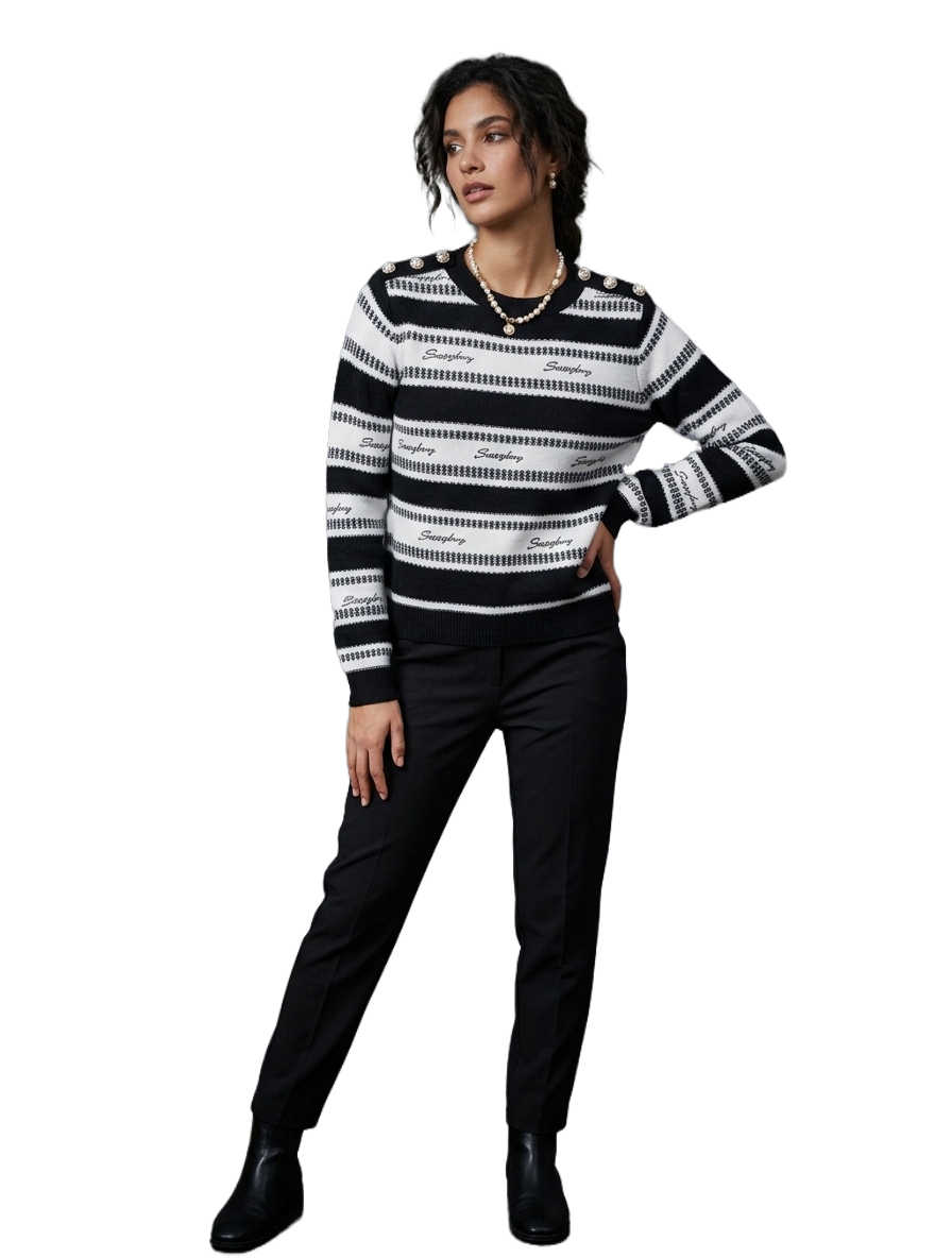 SI1382-1 SISSYBOY/SWEATER BLACK OFF WHITE T33025 - Image 1