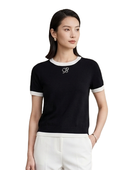 SI1387-1 SISSYBOY/KNIT TOP BLACK WHITE T33010 NEW OBSESSION KNIT - Image 1