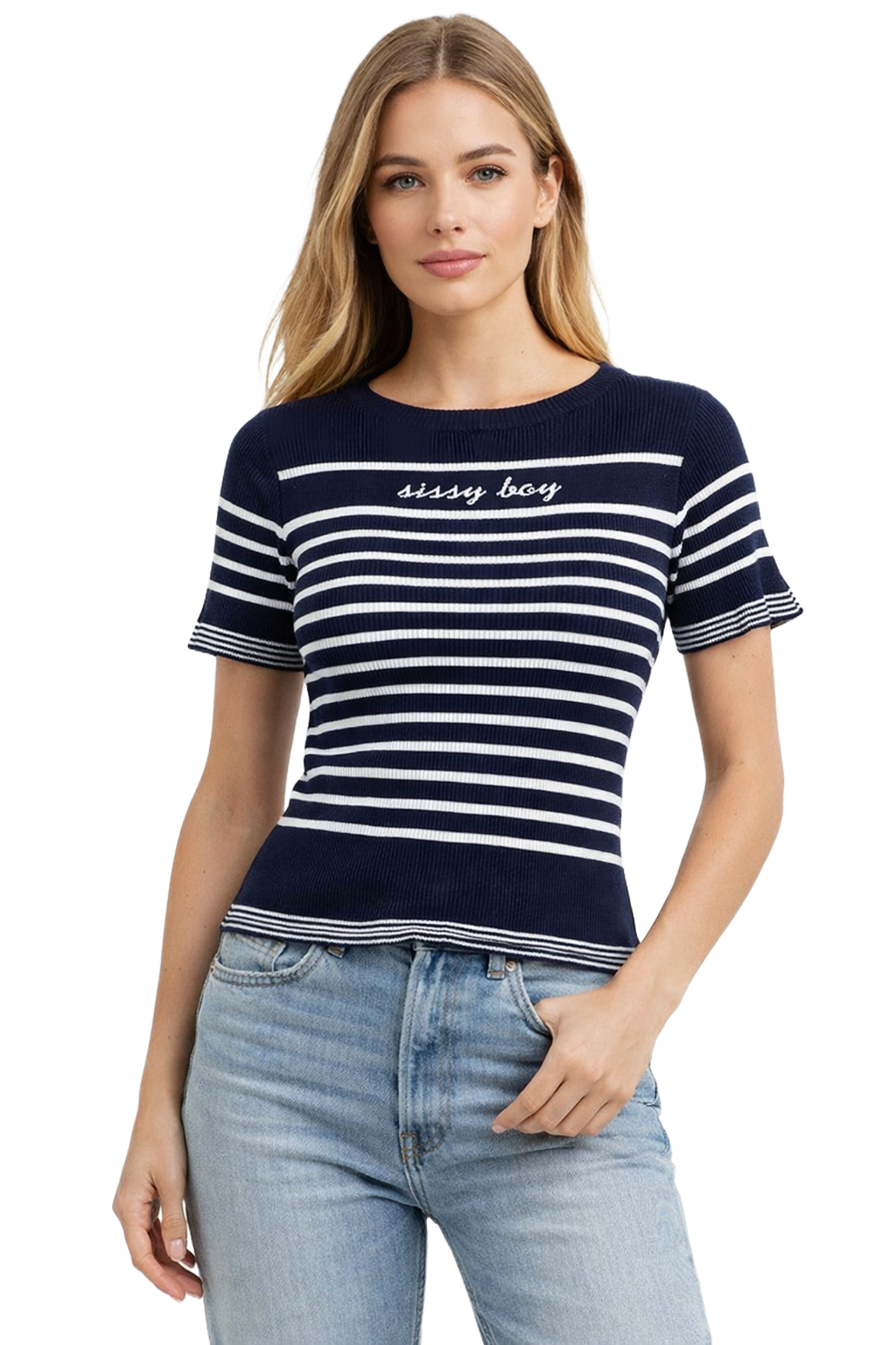 SI1392-1 SISSYBOY/KNIT TOP NAVY WHITE STRIPE T33011 - Image 1
