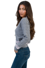 SISSYBOY/SWEATER GREY MELANGE/PINK ALL IN KNIT V-NECK T33028 - Image 4