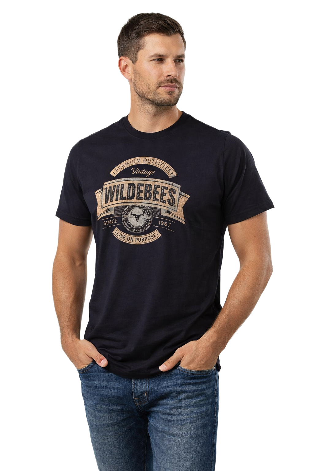 WIL437-1 WILDEBEES/TSHIRT BLACK WMA581 HERITAGE SCROLL - Image 1