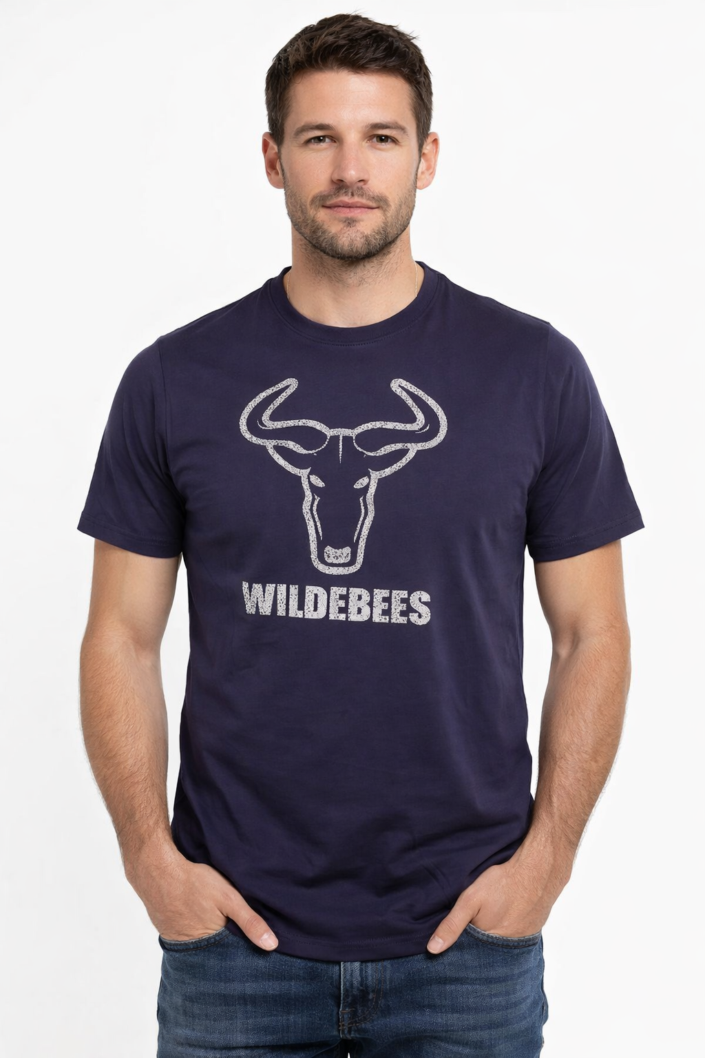 WIL442-1 WILDEBEES/TSHIRT NEW NAVY WMA590 HONEYCOMB HD LOGO - Image 1