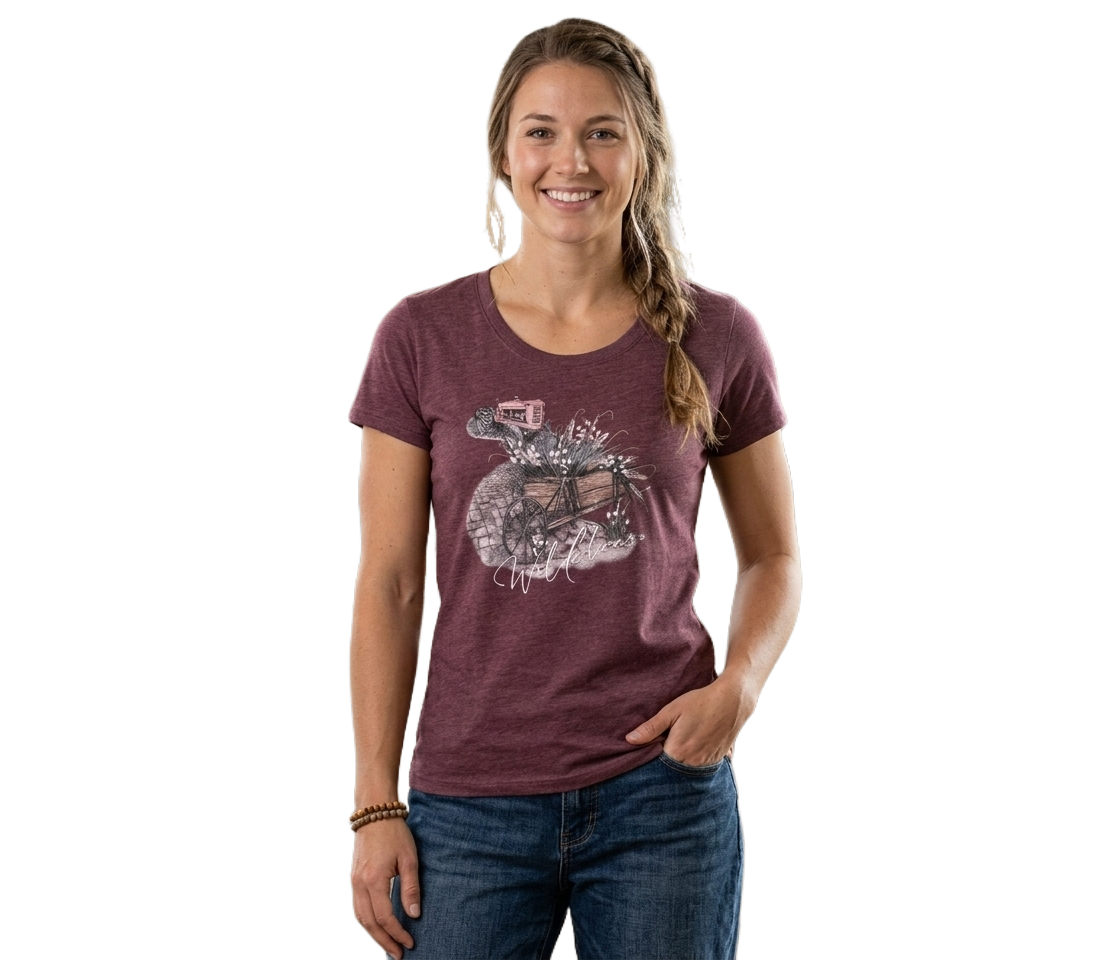 WIL456-1 WILDEBEES/LADY TSHIRT MULBERRT MELANGE WLA312 POSEY HARVEST - Image 1