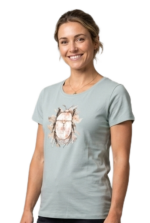 WILDEBEES/LADY TSHIRT AQUA MIST WLA320 PORCELAIN BUG