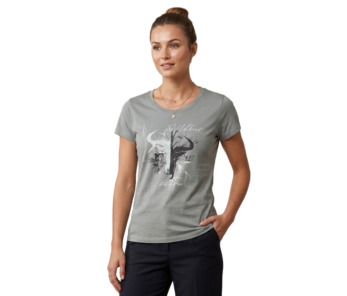 WIL462 WILDEBEES/LADY TSHIRT SAGE LEAF WLA329 LOGO DISPLACEMENT LILY - Image 1