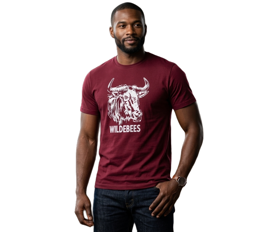 WIL482-1 WILDEBEES/TSHIRT CABERNET WMA559 RAISED SILHOUETTE - Image 1