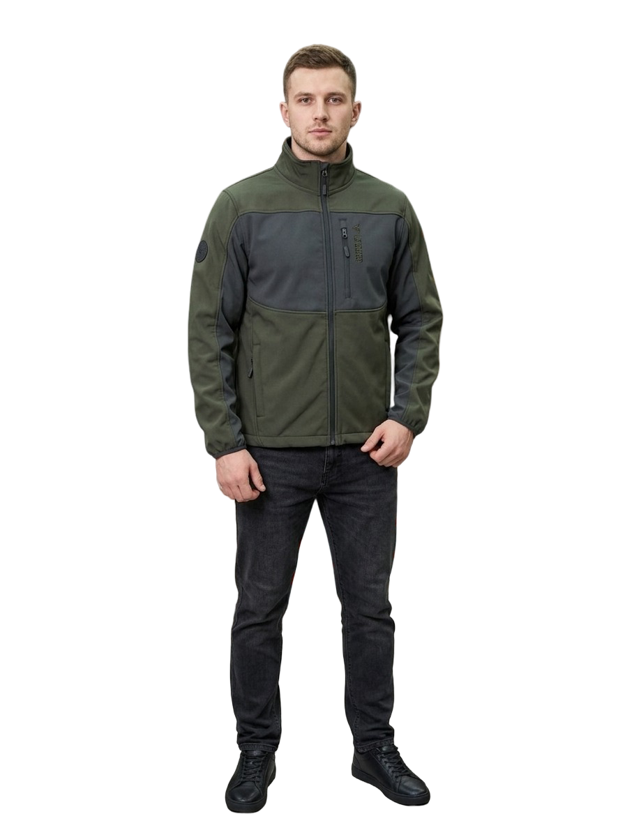 WIL495-1 WILDEBEES/SOFTSHELL JACKET OLIVE IRON WMA198 COLOURBLOCK TECH - Image 1