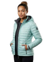 WILDEBEES/LADY JACKET AQUA SMOKEY GREY THERMAL REFLECTIVE HEAT PUFFER