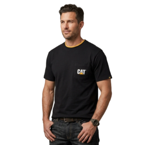 CAT/TSHIRT BLACK LOGO POCKET TEE